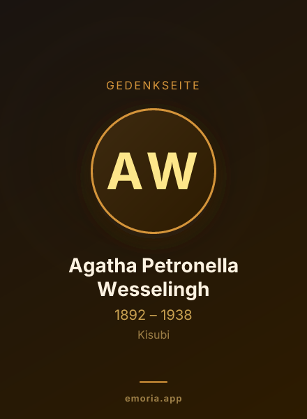 Gedenkportrait von Agatha Petronella Wesselingh