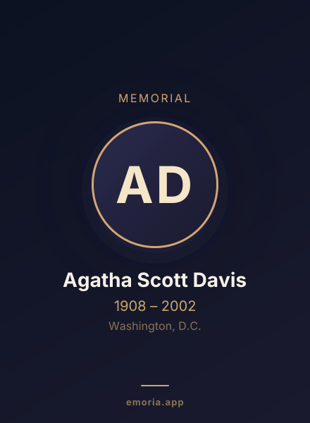 Memorial portrait of Agatha Scott Davis