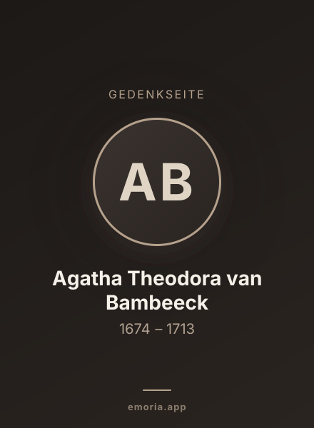 Gedenkportrait von Agatha Theodora van Bambeeck