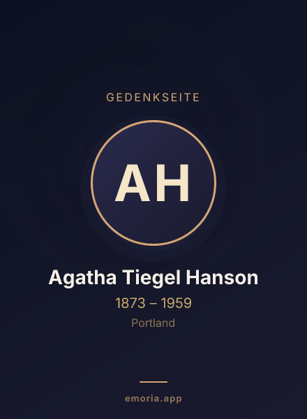 Gedenkportrait von Agatha Tiegel Hanson