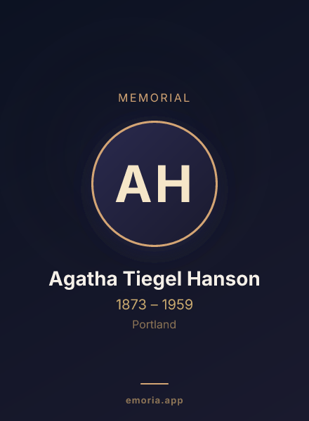 Memorial portrait of Agatha Tiegel Hanson