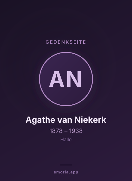 Gedenkportrait von Agathe van Niekerk