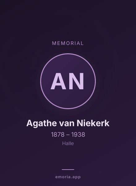 Memorial portrait of Agathe van Niekerk