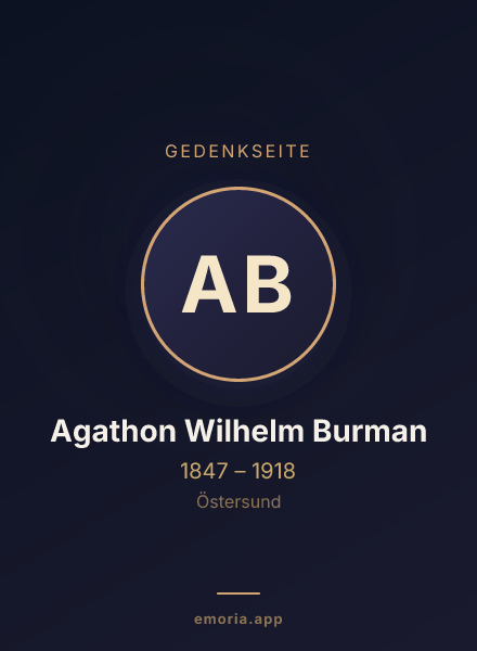 Gedenkportrait von Agathon Wilhelm Burman