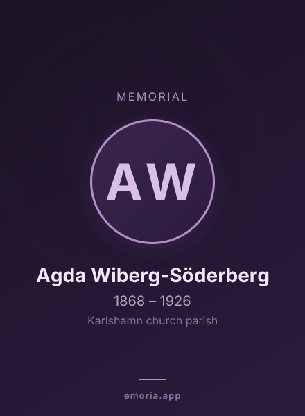 Memorial portrait of Agda Wiberg-Söderberg