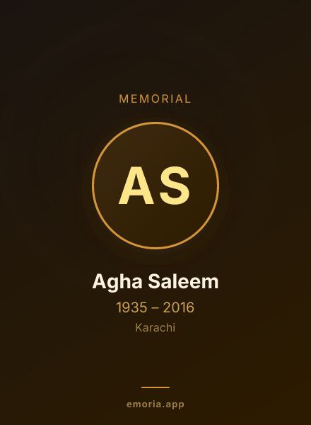 Memorial portrait of Agha Saleem