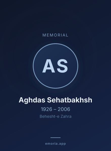 Memorial portrait of Aghdas Sehatbakhsh