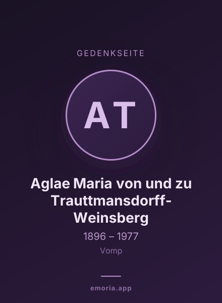 Gedenkportrait von Aglae Maria von und zu Trauttmansdorff-Weinsberg