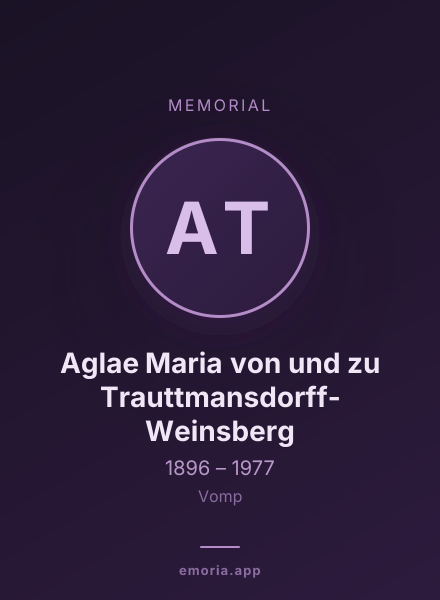 Memorial portrait of Aglae Maria von und zu Trauttmansdorff-Weinsberg