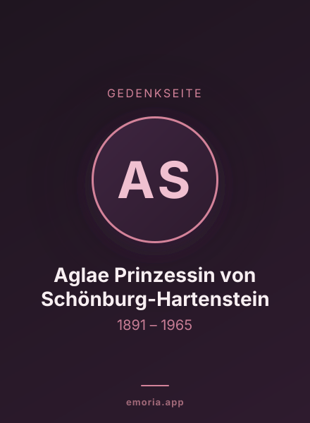 Gedenkportrait von Aglae Prinzessin von Schönburg-Hartenstein
