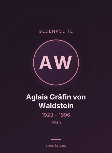 Gedenkportrait von Aglaia Gräfin von Waldstein