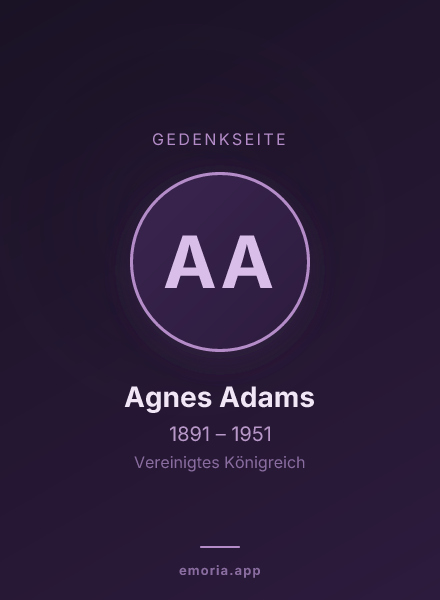 Gedenkportrait von Agnes Adams