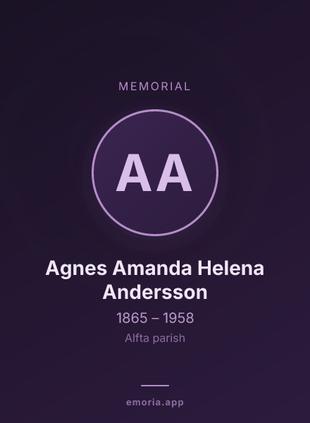 Memorial portrait of Agnes Amanda Helena Andersson