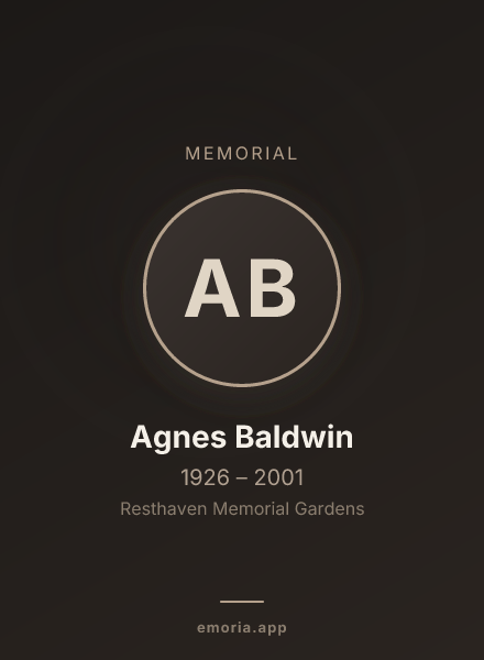 Memorial portrait of Agnes Baldwin
