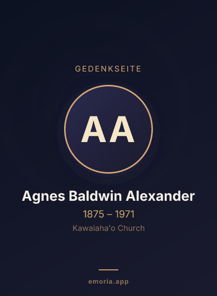 Gedenkportrait von Agnes Baldwin Alexander