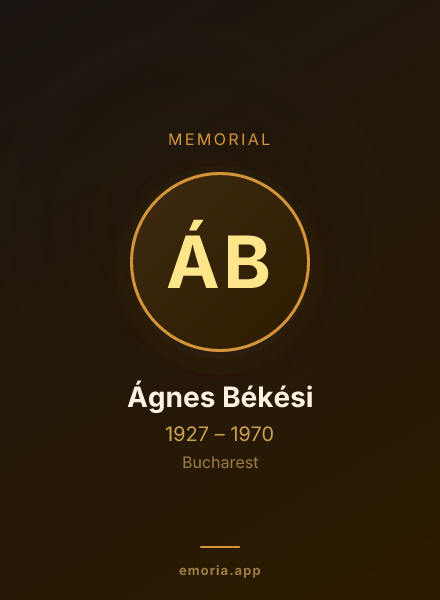 Memorial portrait of Ágnes Békési