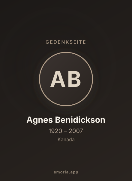 Gedenkportrait von Agnes Benidickson