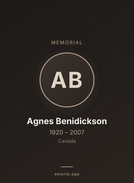 Memorial portrait of Agnes Benidickson