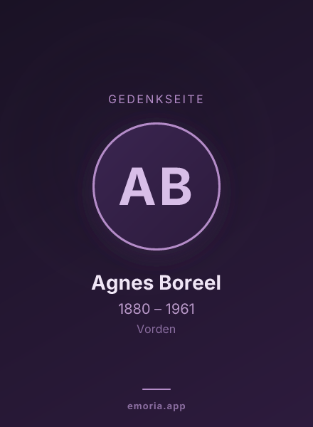 Gedenkportrait von Agnes Boreel