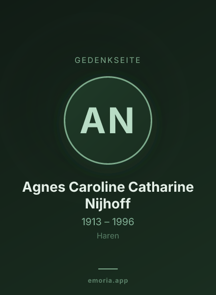 Gedenkportrait von Agnes Caroline Catharine Nijhoff