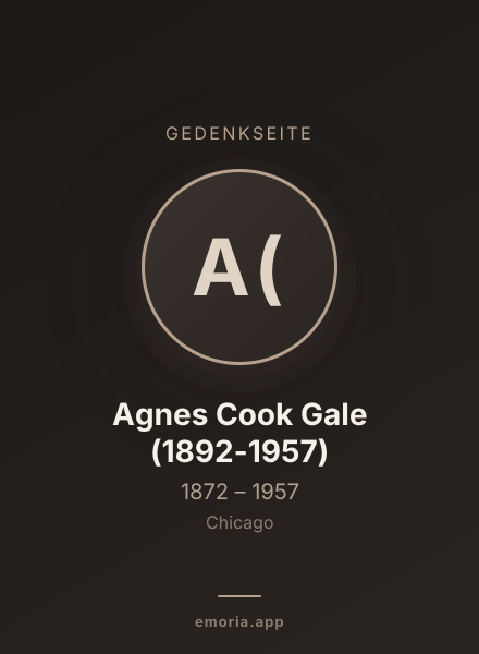 Gedenkportrait von Agnes Cook Gale (1892-1957)