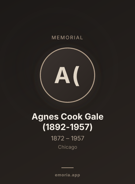 Memorial portrait of Agnes Cook Gale (1892-1957)
