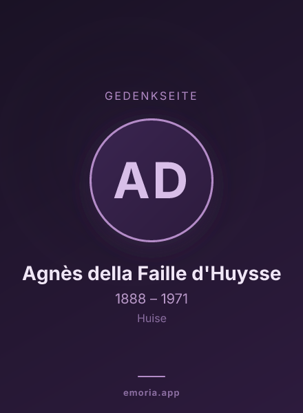 Gedenkportrait von Agnès della Faille d'Huysse