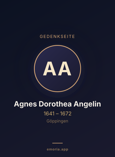 Gedenkportrait von Agnes Dorothea Angelin