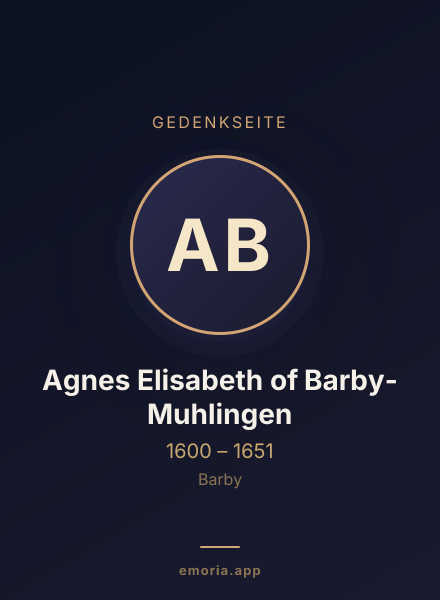 Gedenkportrait von Agnes Elisabeth of Barby-Muhlingen