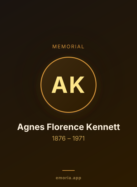 Memorial portrait of Agnes Florence Kennett
