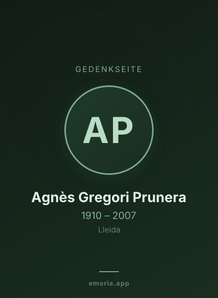 Gedenkportrait von Agnès Gregori Prunera