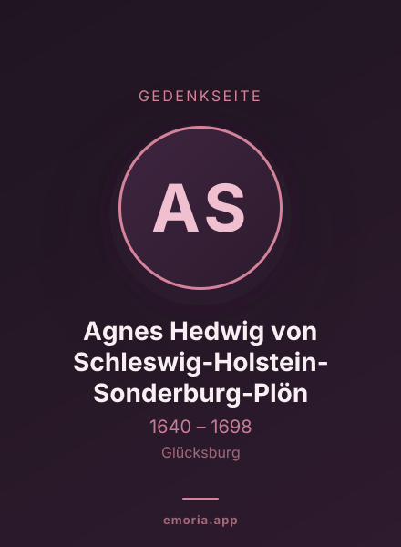 Gedenkportrait von Agnes Hedwig von Schleswig-Holstein-Sonderburg-Plön