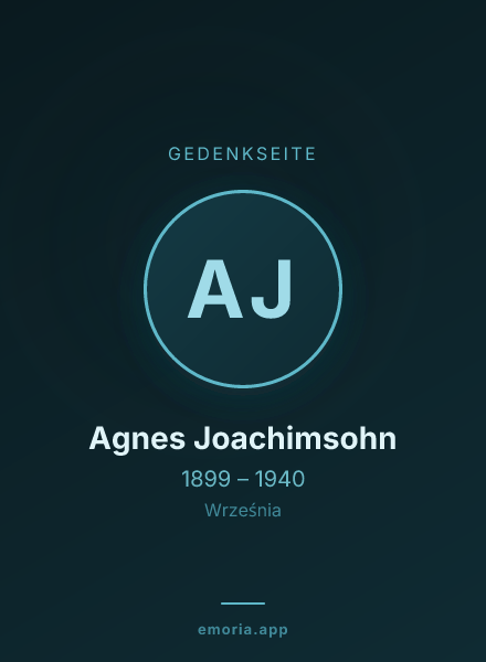 Gedenkportrait von Agnes Joachimsohn