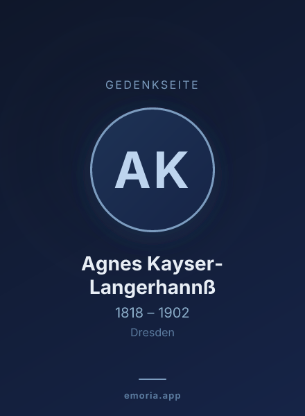 Gedenkportrait von Agnes Kayser-Langerhannß