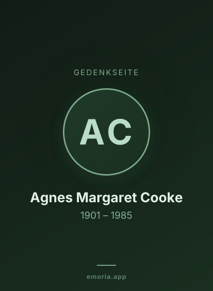 Gedenkportrait von Agnes Margaret Cooke