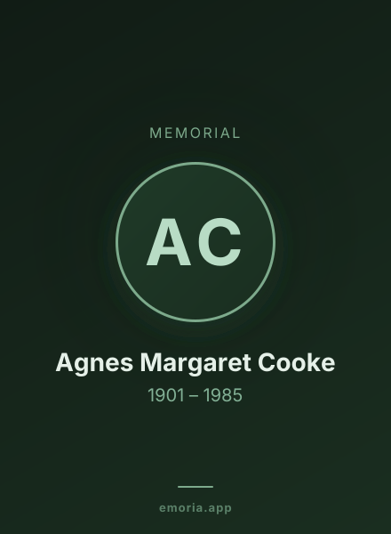 Memorial portrait of Agnes Margaret Cooke