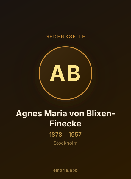 Gedenkportrait von Agnes Maria von Blixen-Finecke