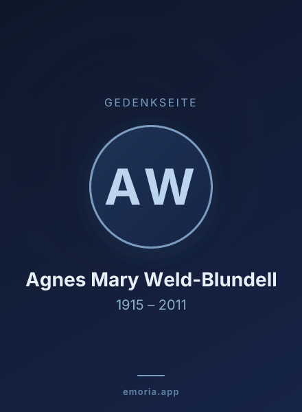 Gedenkportrait von Agnes Mary Weld-Blundell
