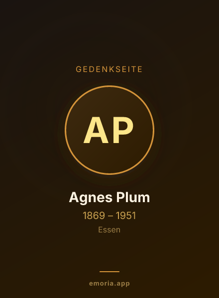 Gedenkportrait von Agnes Plum