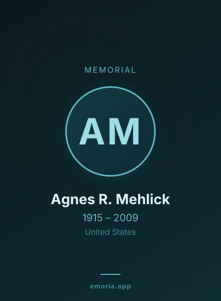 Memorial portrait of Agnes R. Mehlick