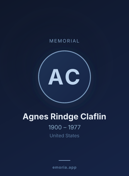 Memorial portrait of Agnes Rindge Claflin