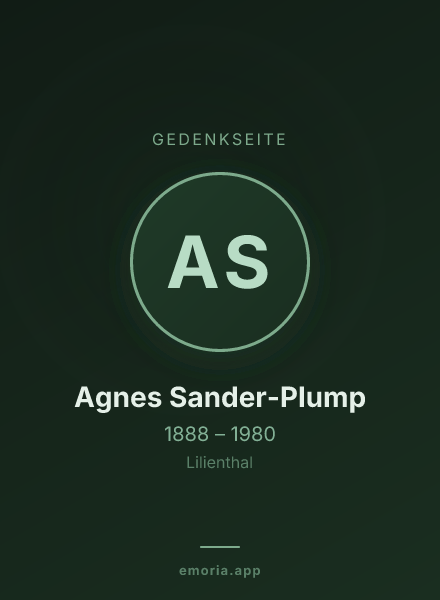 Gedenkportrait von Agnes Sander-Plump