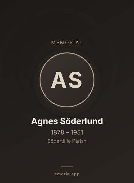 Memorial portrait of Agnes Söderlund