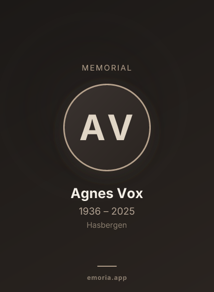 Memorial portrait of Agnes Vox