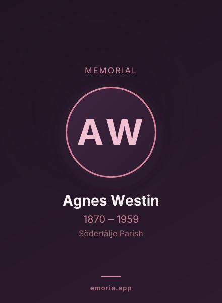 Memorial portrait of Agnes Westin