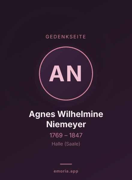 Gedenkportrait von Agnes Wilhelmine Niemeyer