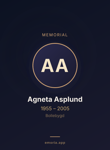 Memorial portrait of Agneta Asplund