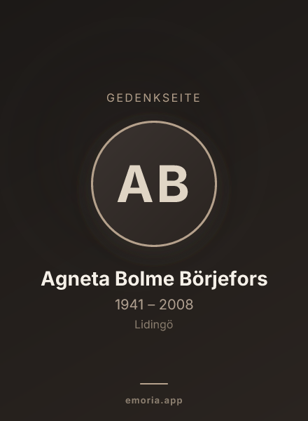 Gedenkportrait von Agneta Bolme Börjefors