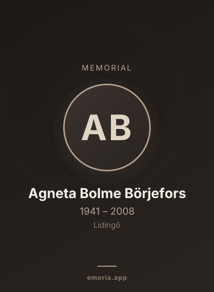 Memorial portrait of Agneta Bolme Börjefors