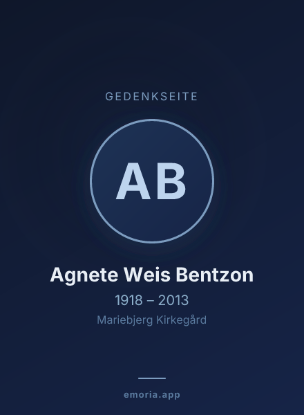 Gedenkportrait von Agnete Weis Bentzon